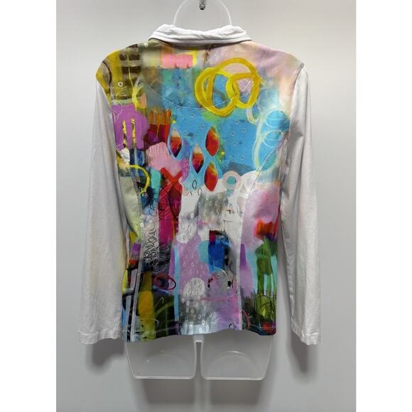 Simply Art By Dolcezza Jacket Women’s Size Large Floral Art To Wear Full Zip - Picture 2 of 6